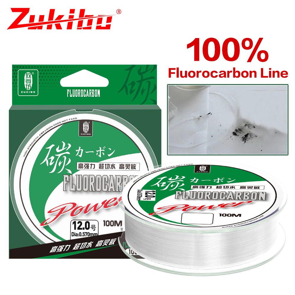 Ice Fishing Line - ZUKIBO-Ligne de Pêche 100 Fluorocarbone, Monofilament